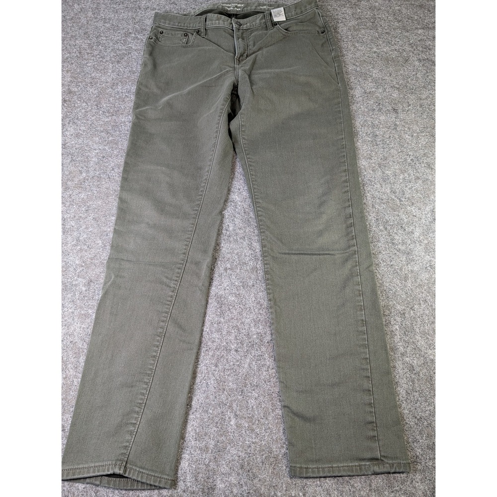 Banana Republic Mens Travel Jean 34x34 Athletic Fit Olive Heather 599227 Green